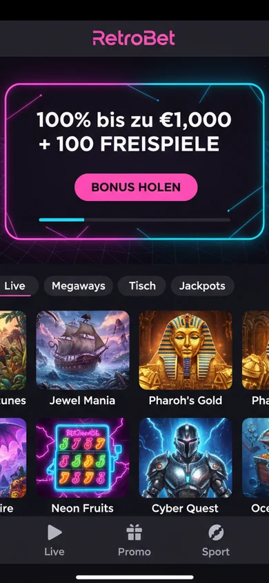 Mobile Erfahrung im Browser – RetroBet